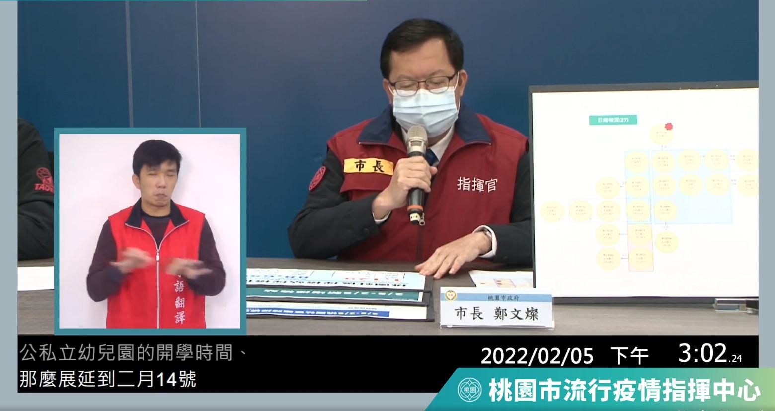 快訊／鄭文燦宣布桃市公私立幼兒園 延到2/14開學