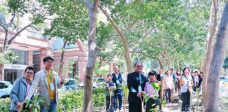 ▲為響應植樹節，科博館攜手國際扶輪3462地區1-3分區各社及臺中市忠明國小舉辦苗木撫育及植樹活動，盼為城市生態系注入更具韌性的力量。