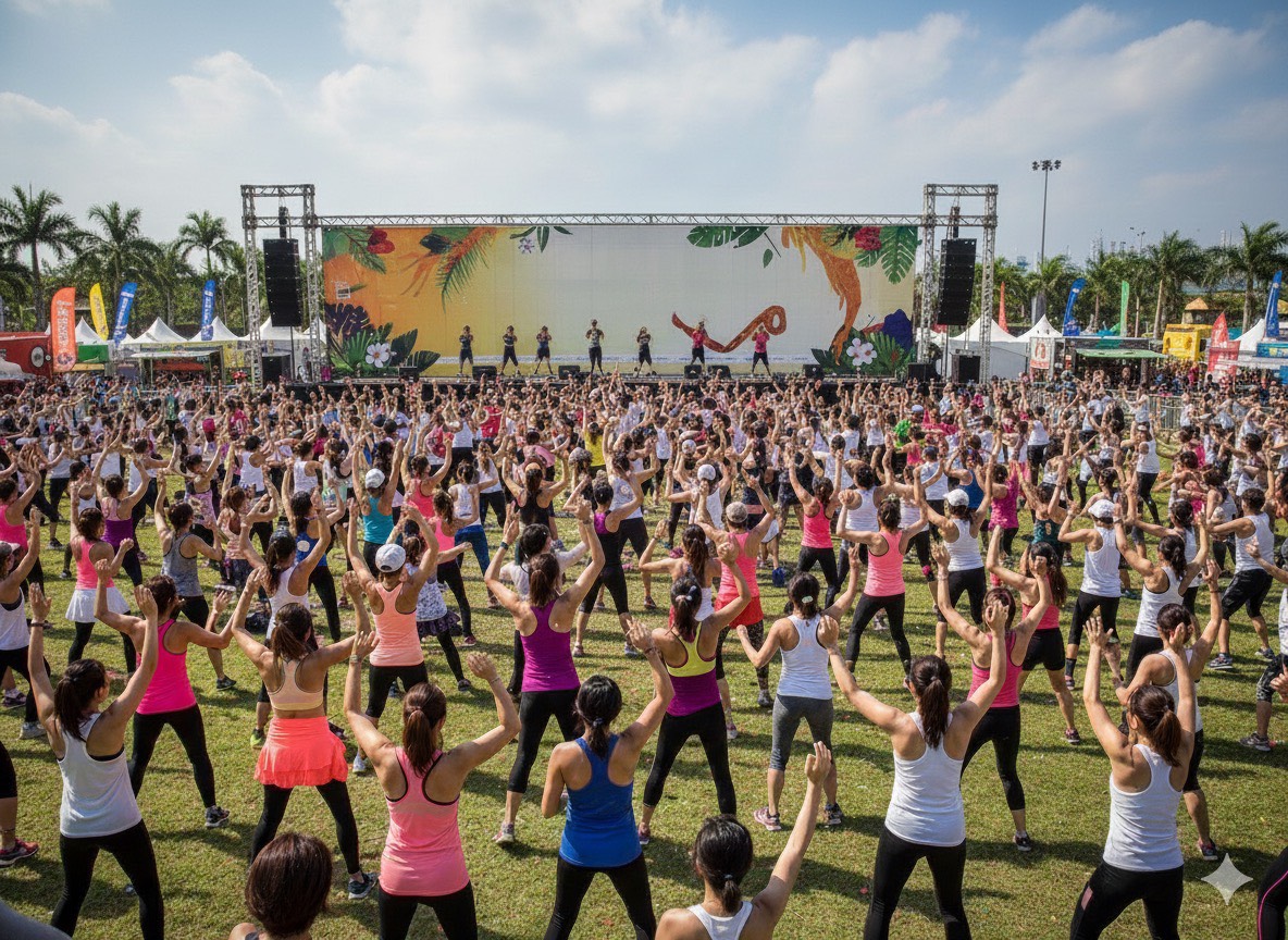 「好好幸福日」規劃百人健康操戶外體能盛典。（圖／新北市乳房養護職業工會提供）
