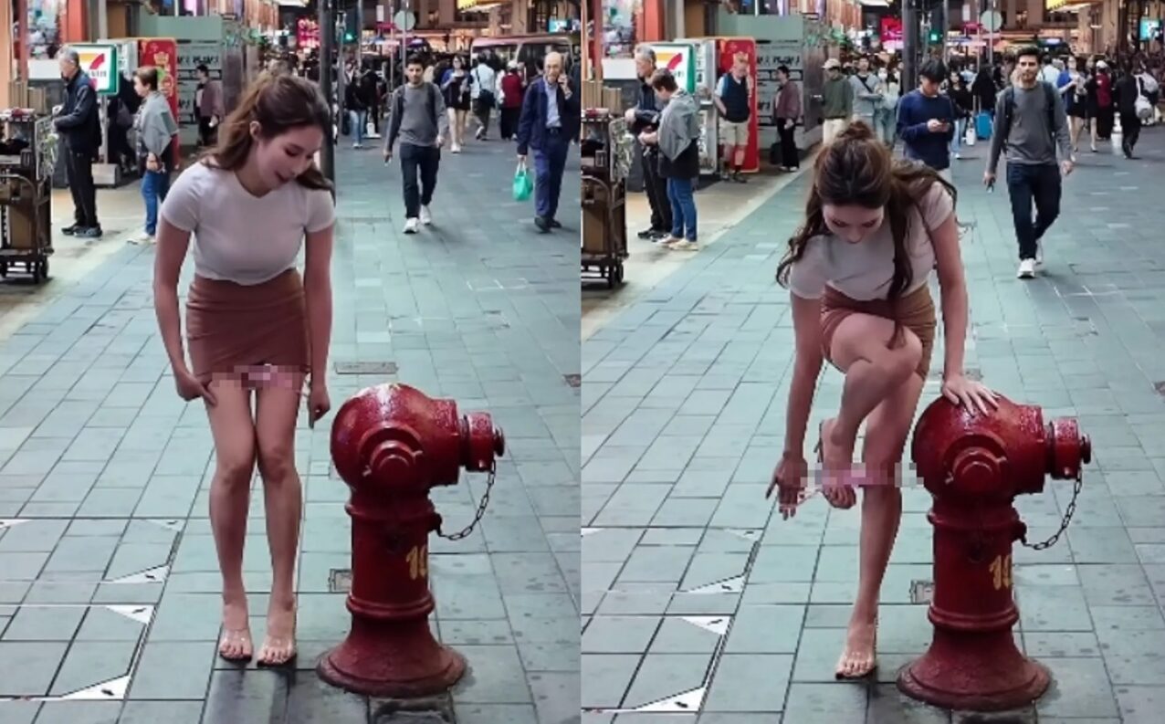 辛尤里在香港街頭直接脫內褲,引發網友討論。(圖/翻攝辛尤里IG)