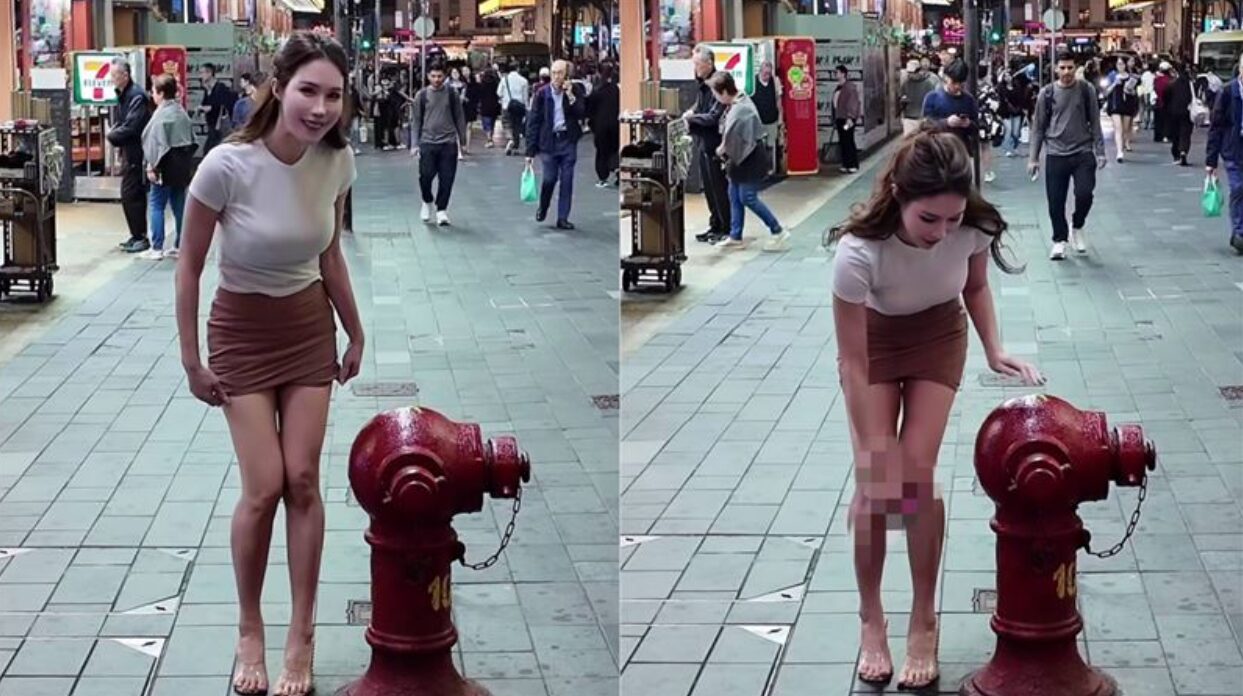 辛尤里在香港街頭直接脫內褲,引發網友討論。(圖/翻攝辛尤里IG)