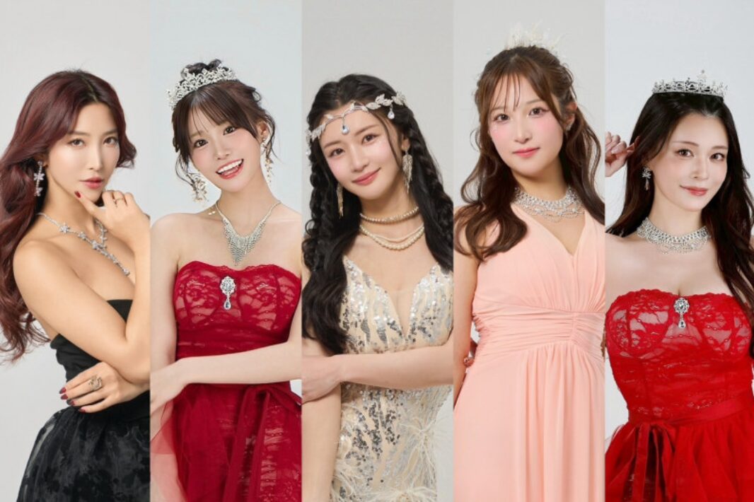 水川菫（左起）、未歩奈奈、高橋翔子、榮川乃亞、橘瑪麗等，近40位女優來台參與盛會。（ADULTOPIA大人國提供）