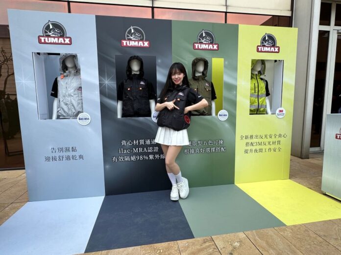 TUMAX品牌夥伴李多慧出席，分享自己穿著風扇衣的超涼新體驗，也推薦說穿起來很舒適又好看還兼具通風涼爽的機能性。(圖/記者林均和攝)