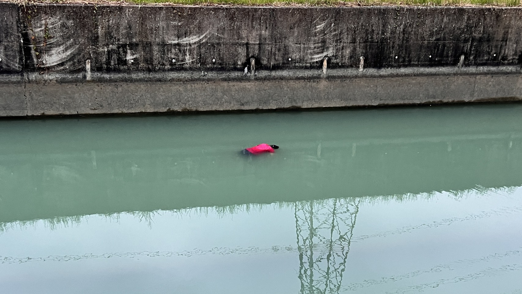 ▲台南嘉南大圳飄紅衣女！民眾嚇壞 搜救吊起已死亡（圖／記者王俊勝 翻攝）