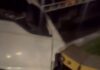 台中大里貨車撞護欄車頭懸空險墜溪床! 駕駛酒測值超標