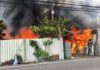 大里西湖路工廠火警濃煙狂竄! 回收雜物全面燃燒 警消急灌救幸無人傷亡