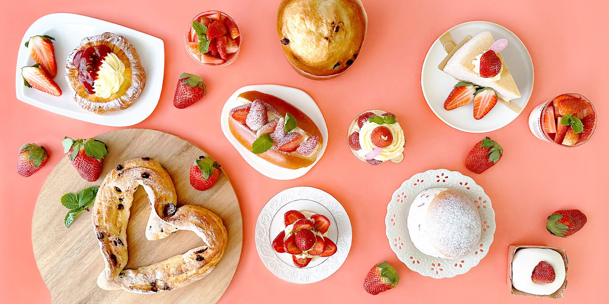 新竹和選旅烘焙坊「Folie Fun馥麗坊」推出「良辰莓景」限時草莓季產品，多達11款。（圖/「Folie Fun馥麗坊」提供）