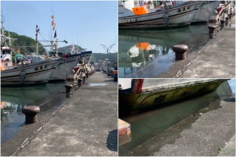 花蓮大地震　南方澳漁港海水淹及岸上　船筏快要跑到陸上了