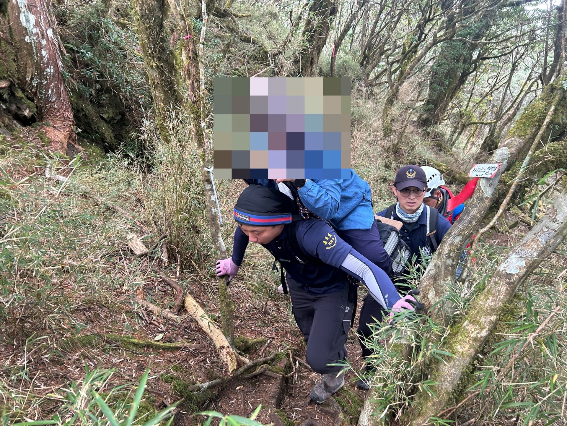 6旬婦阿里山特富野古道失足摔傷脫臼! 警消出動L型背架救援