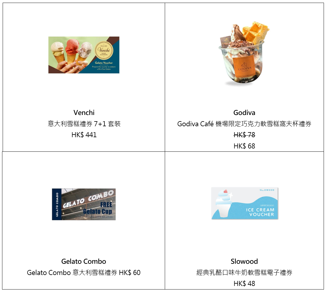 HKairportShop.com 機場網路商店同步推出雪糕禮券