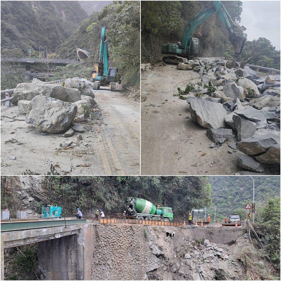 蘇花公路下清水橋餘震中搶修　預估4/6下午單線雙向通行小客車