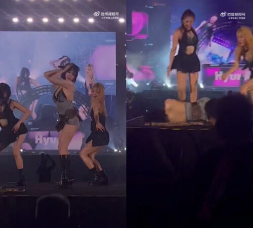 泫雅表演到一半突然暈倒。(圖/翻攝微博)