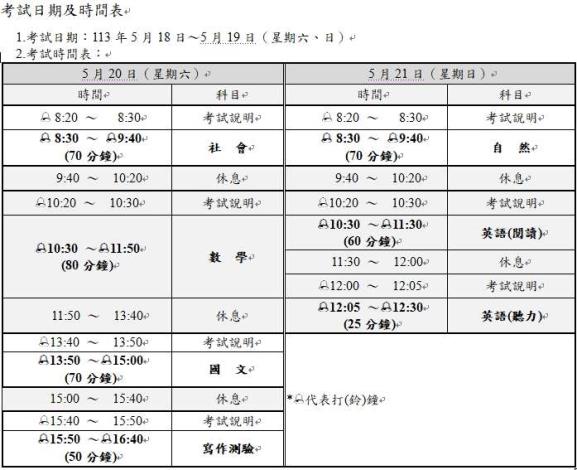 113年國中教育會考及高中免試入學　雲林考區簡章公告