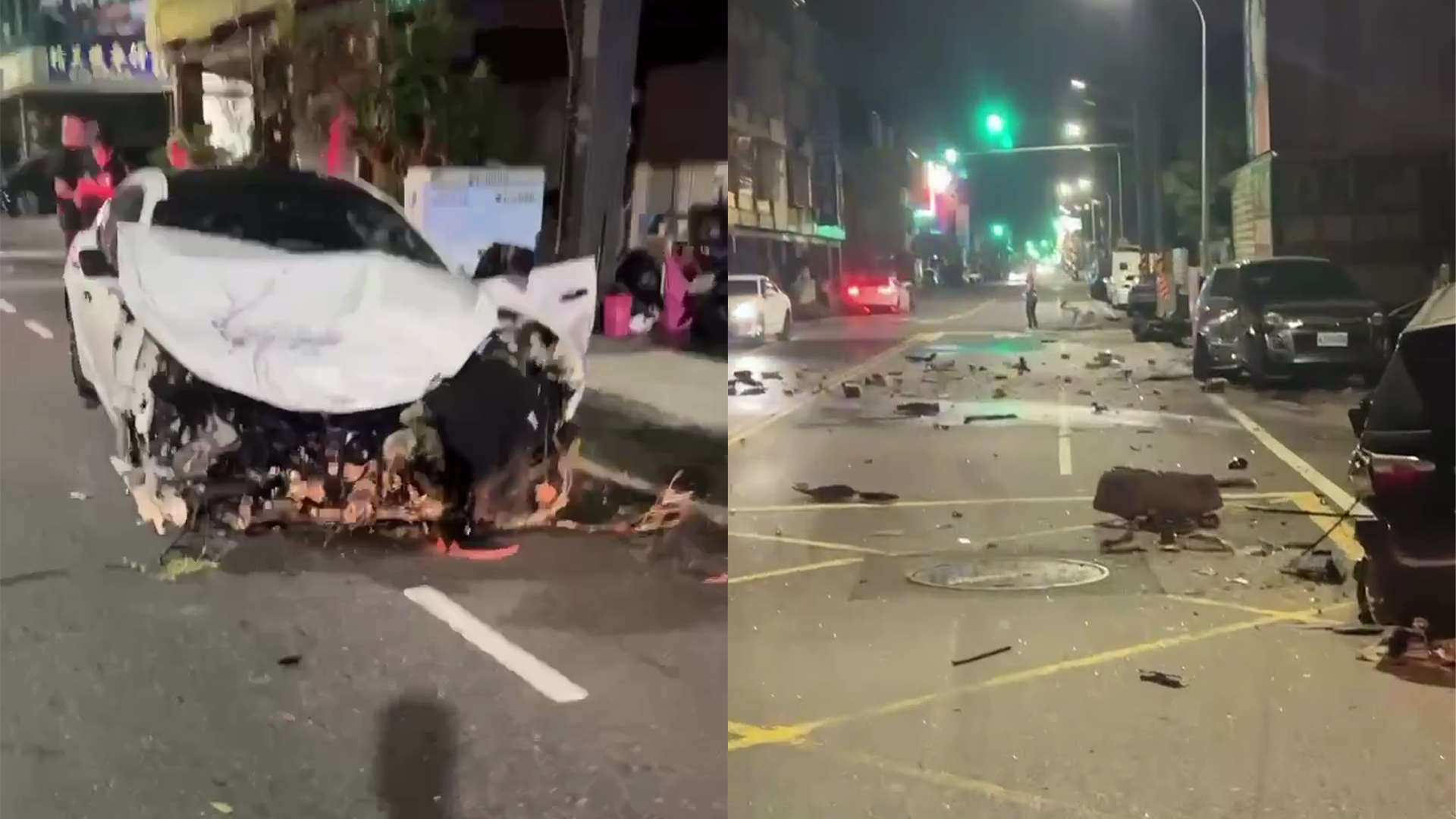 ▲台南嚴重車禍！百萬轎車狠撞婦人...駕駛肇逃 現場畫面曝（圖／翻攝自 記者爆料網LINE社群）