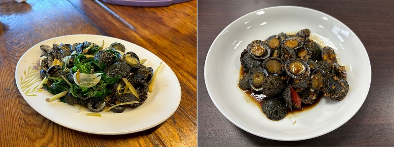 白飯殺手九層塔炒笠螺與夏季開胃菜首選-醃笠螺。(新北市政府提供)